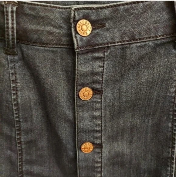 CELEBRITY PINK Dark Wash Mini Button Down Denim Skirt - Picture 3 of 11